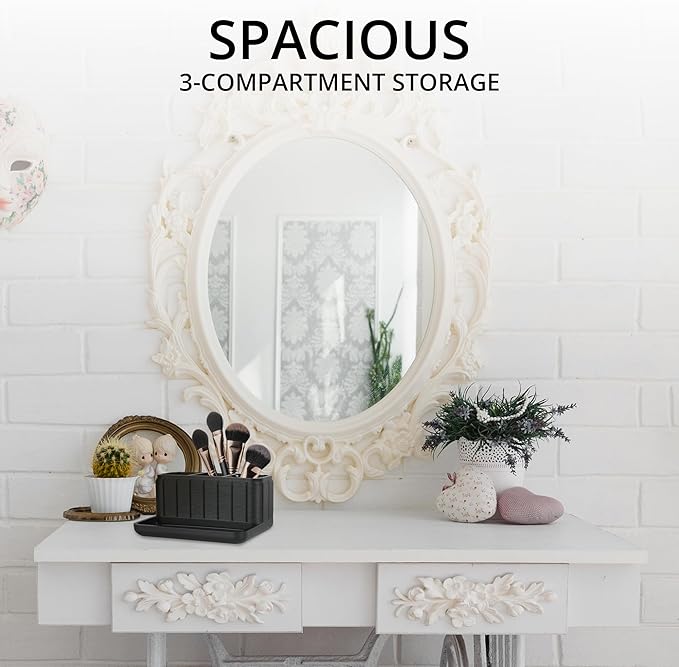 Luxurious Bathroom Vanity Organizer Premium 3 Compartment Storage for Makeup, Toothbrushes, Skincare Essentials Durable, Water Resistant Stylish