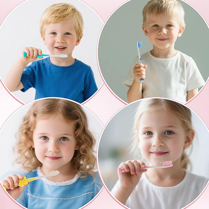 Toothbrushes for Kids In Bulk, Individually Wrapped Disposable Toothbrush Cute Manual Soft Bristles Children Toothbrush With Cover Suction Cup Toddler Toiletries Set for Home/School/Travel (200 Pack)