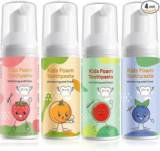 Foam Toothpaste Kids, Kids Mouthwash with Fruit Flavor - Toddler Toothpaste Age for Children, 360ºCare Natural Anti-Cavity Formulas with Fluoride for U-Shape Toothbrushes