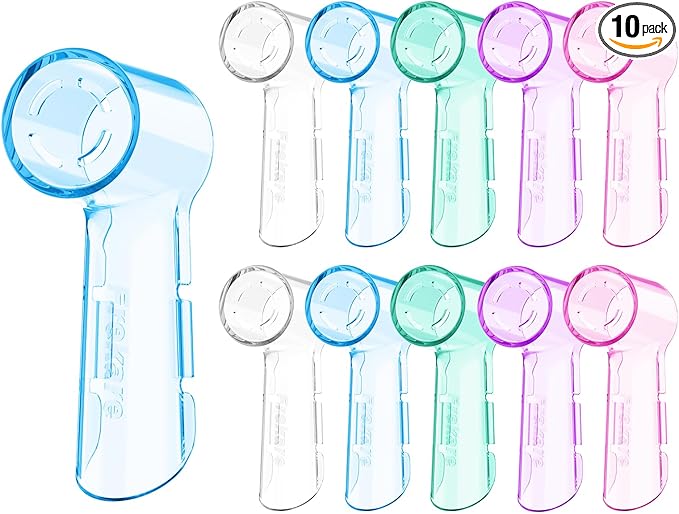 Toothbrush Covers Caps Compatible with Oral B, 10 Pack Toothbrush Head Travel Protector for Oral-B iO Series Electric Toothbrush (Blue, Clear, Pink, Puple, Green)