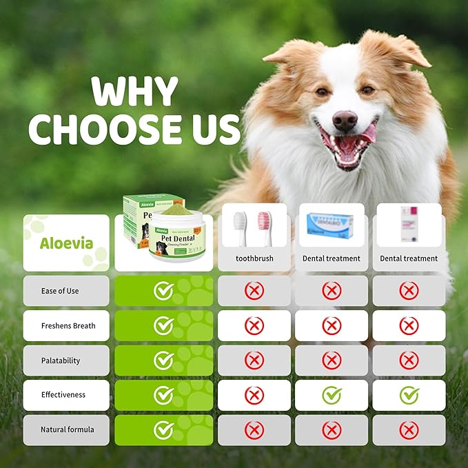 Paws Dental Powder for Dogs 200g - 90 Day Supply, Enzymatic Teeth Cleaning Powder & Breath Freshener, Plaque & Tartar Remover for All Dog Breeds