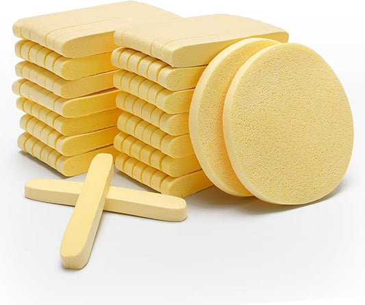 84 Pcs Facial Sponge Compressed, Luxiv Face Cleansing Sponge for Estheticians Compressed Makeup Sponge Round Wash Face Sponges for Women Compress Exfoliating Removal Sponge (Yellow)