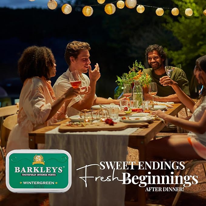 Barkleys Wintergreen Breath Mints - Strong Flavor Cool Mint Candy For Party, After Dinner, Wedding, Every Day Use - Vegan Breath Mints In Reusable Classic Travel Tins, 1 Pack - 50 Count Each