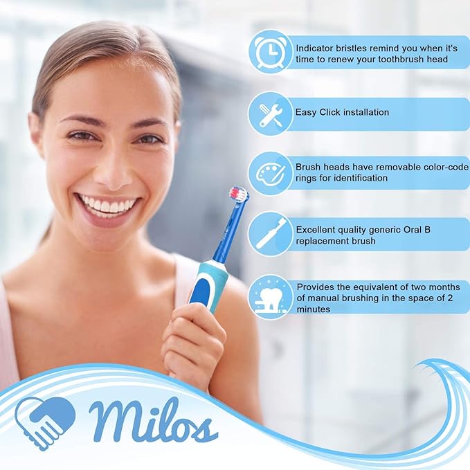 Milos Electric Toothbrush Replacement Heads Oral B Compatible Pack of 8, Extra Soft Bristles, Fits for Electric Braun Brush Heads, Refill for Vitality Precision Sensitive White, Clean Triumph