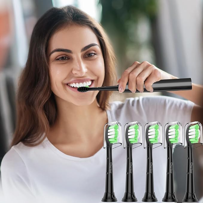 Osctor Fit for Sonicare Replacement Heads, Toothbrush Replacement Brush Heads Compatible with Philips Sonicare Click on Electric Toothbrush, 10 Pack, Black