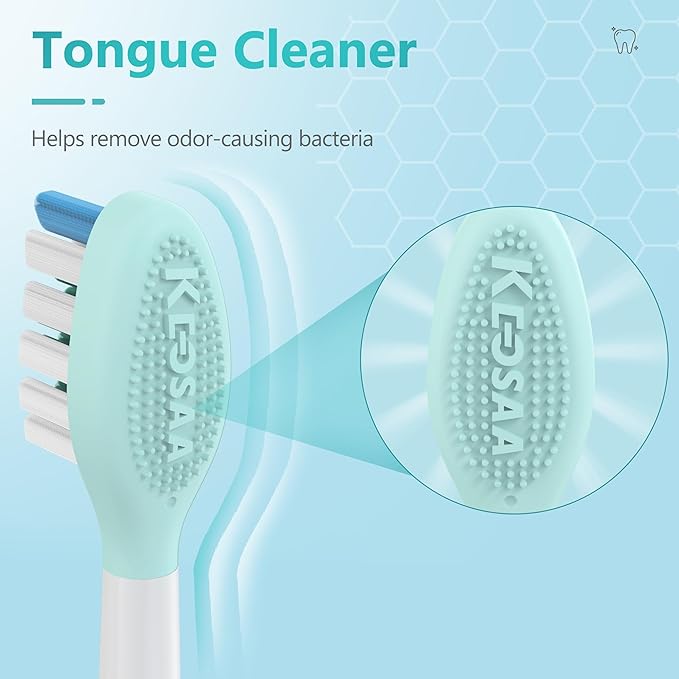Replacement Toothbrush Heads for Philips Sonicare Electric Toothbrush, 2-in-1 Tongue Cleaner, 6 Pack, Mint Green,Suitable for Philips Sonicare Heads, C2, C1, C3, W1, W2, W3, G1, G2, G3