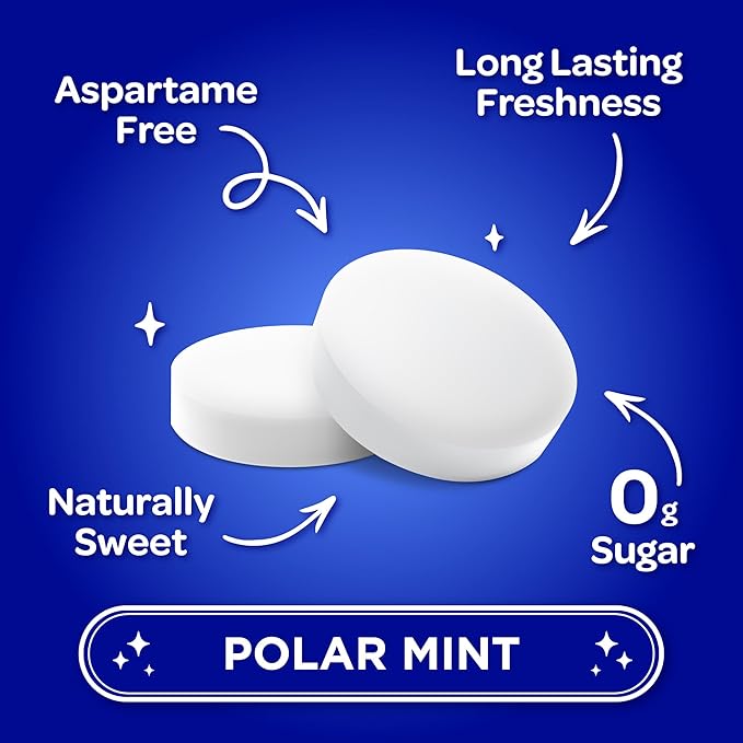 PUR Mints | Aspartame Free Breath Mints | Made with Xylitol | Sugar Free, Vegan, Gluten Free | Natural Polar Mint Flavor | 65 Pieces in Re-Sealable pouch (Pack of 3)