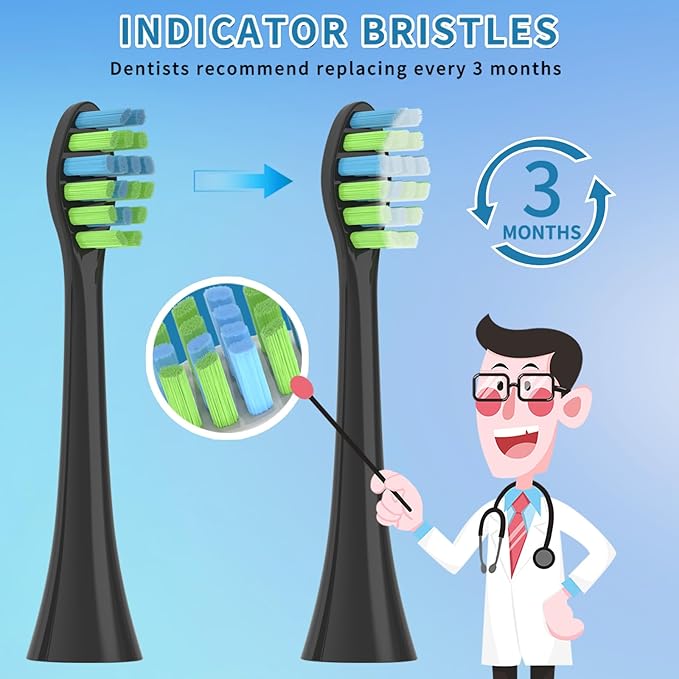 YMPBO 10 Pack Toothbrush Replacement Heads Compatible with 7AM2M AM100/AM105/AM110 Electric Toothbrush, Soft Brush Bristles, Black