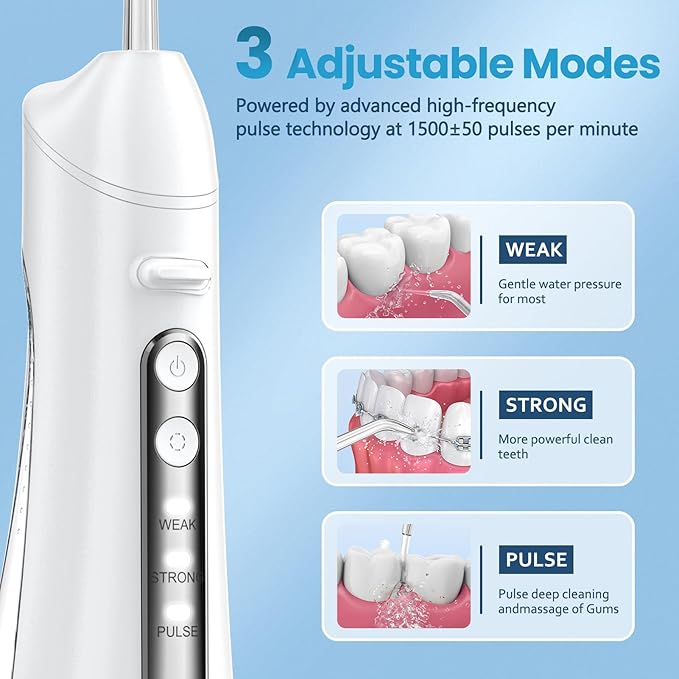 Water Flosser, Portable Water Flossers for Teeth Deep Cleaning with 3 Modes,Cordless Water Dental Flossers IPX7 Waterproof Electric Oral Irrigator Teeth Pick for Travel Home Use