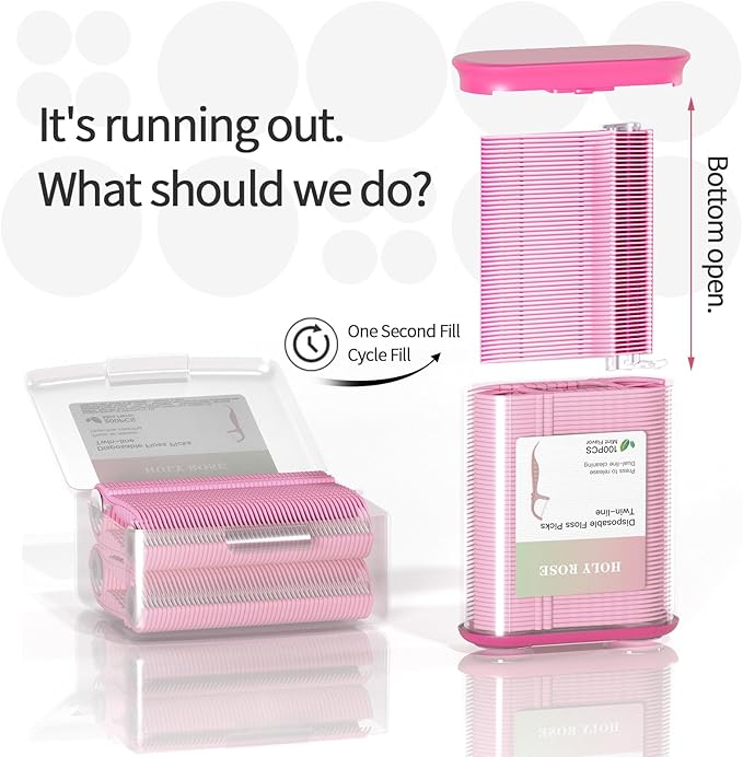 Holy Rose Dental Floss Dispenser with 100 Picks - Flossers Case with 200 Floss Sticks,Mint Flavored,Dual-Line Design,is Perfect Tool for Teeth Cleaning