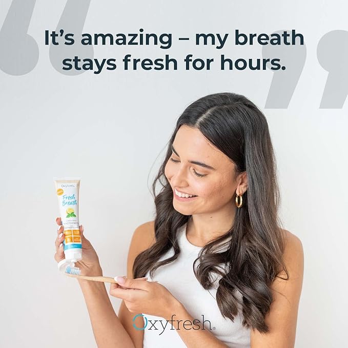Oxyfresh Premium Lemon Mint Fresh Breath Toothpaste to Help Fight Bad Breath, Anti Plaque & Tartar Control - Low Abrasion Gel, SLS & Fluoride Free Toothpaste with Essential Oils, 5oz