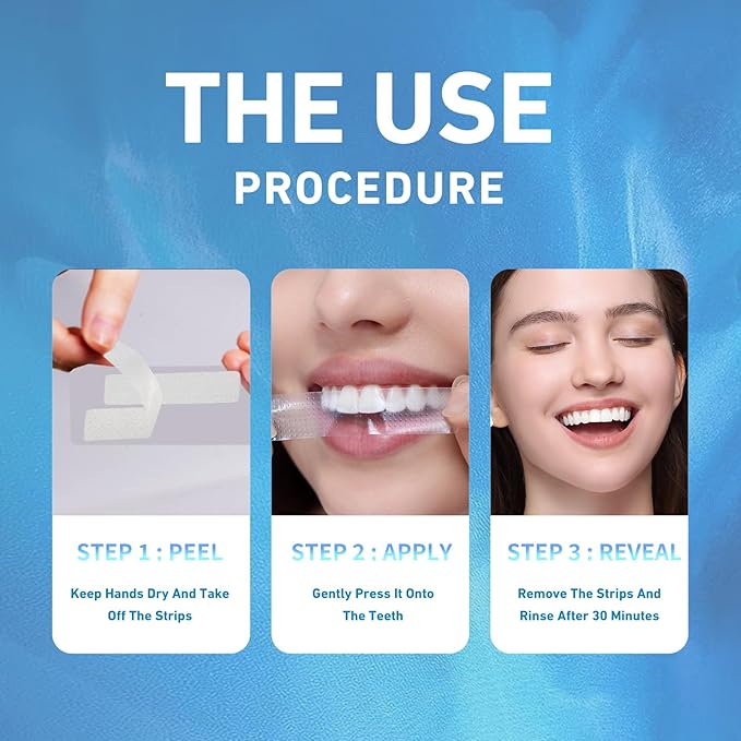 Teeth Whitening Strips - Professional White Strips for Sensitive Teeth Whitening Kit, Enamel Safe Coconut Whitener Strip for Teeth Whitening, Effective for Teeth Stains Remove (28 Strips)