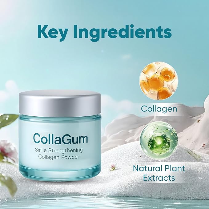 Collagum Smile Strengthening Collagen Powder, Collagen Tooth - Hydroxyapatite Toothpaste Care Powder Protect Gum