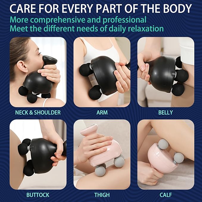 DEITY 4 Heads Handheld Massage Gun Deep Tissue, Electric Body Massager, Percussion Muscle Massager for Easing Shoulder and Back Tension, with Reverse Thrust Function, Gift for Families Friends