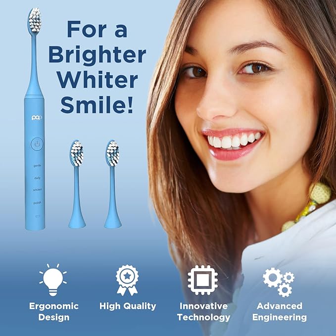 Pop Sonic Pro 2.0 Electric Toothbrush (Blue) Rechargeable Sonic Toothbrush with 45,000 Vibrations Per Minute & 4 Cleaning Modes for Adults & Kids with Long Lasting Dupont Nylon Bristles