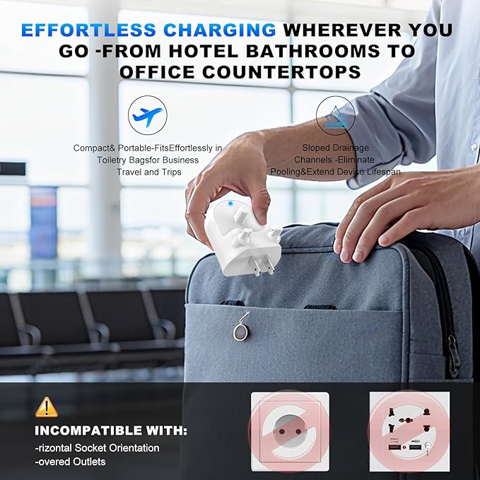 Charger for Oral-B Electric Toothbrush, Compatible with Oral-B io4/io5/io6, Genius 8000/9000, Pro 1000/2000/3000/5000, 3709/3728/3756 | Direct Plug-in Waterproof Outlet Charger Base Hygienic White