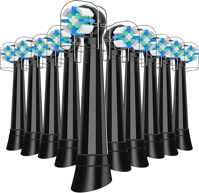 10 Pack IO Replacement Heads Compatible with Oral B IO 2/3/4/5/6/7/8/9/10/Deep Clean Series Electric Toothbrush, Brush Heads Refill Compatible with Oral B IO for Teeth and Gums Care (Black)