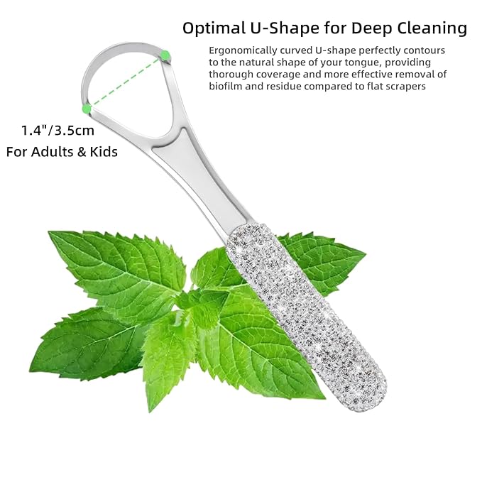 Tongue Scraper Bling Metal Tongue Cleaner for Adults & Kids Diamond Stainless Steel Tongue Scrubber for Oral Care & Hygiene(Colorful)