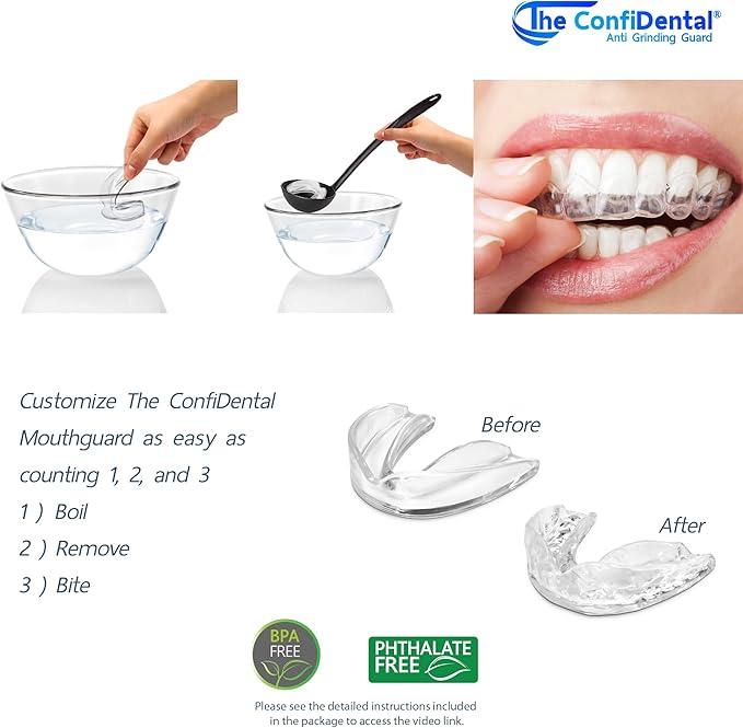 The ConfiDental Mouth Guard for Teeth Grinding and Clenching - Moldable Dental Nightguard Protection for Mild to Heavy Teeth Grinders at Night - 5-Pack (3 Regular, 2 Heavy-Duty)