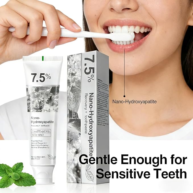 Hydroxyapatite Toothpaste, 7.5% Nano Hydroxyapatite Toothpast, Deep Cleaning for Advanced Enamel Protection, Fluoride-Free Gentle and Effective Formula with Fresh Mint (3 Sets)