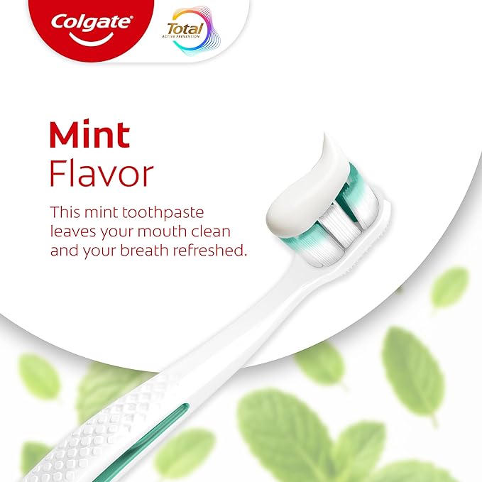 Colgate Total Clean Mint Toothpaste, 10 Benefits, No Trade-Offs, Freshens Breath, Whitens Teeth and Provides Sensitivity Relief, Clean Mint Flavor, 4 Pack, 5.1 Oz Tubes