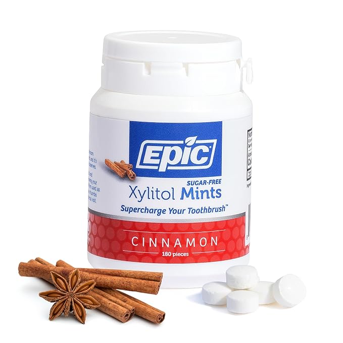 Epic 100% Xylitol Mints - Aspartame Free, Sugar Free - Cinnamon Flavored Mints, 180 Pieces (Pack of 1)