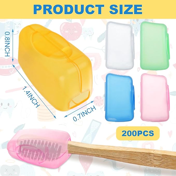 STARVAST 200 PCS Travel Toothbrush Head Covers, Portable Toothbrush Pod Caps Case Protector for Home and Outdoor