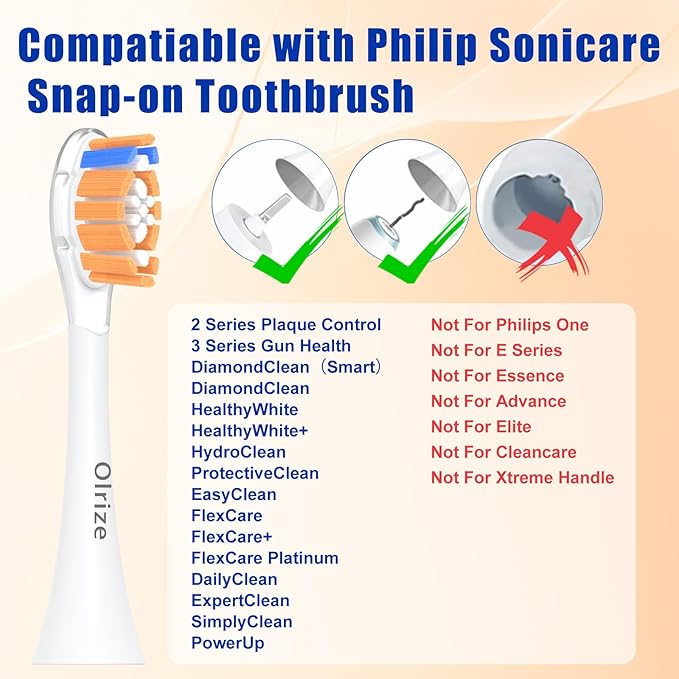 Replacement-Heads for Philips-Sonicare,Toothbrush-Heads for Sonicare Brushes Replacement A3 C2 C3 G2 G3 Click-On Handle,Medium Bristles Electric-Toothbrush-Heads,8 Pack