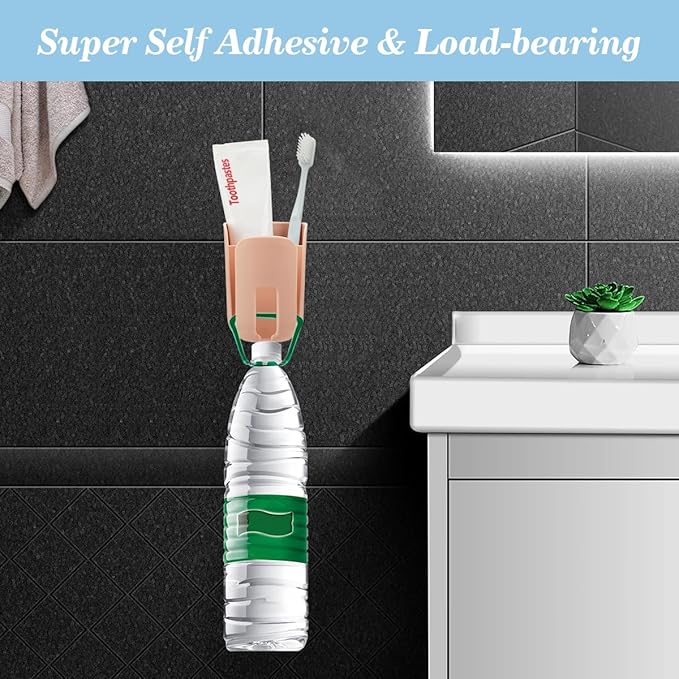 Toothbrush Holders for Bathrooms Toothbrush Holders Wall Mounted BPA-Free Tooth Brush Holder with Toothbrush Cup Drilling-Free (Brown)