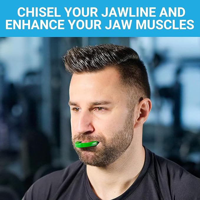 Jawline Exerciser by Tilcare - Jaw Exerciser for Men and Women that helps to workout your Jaw, Neck and tone your face with exercise - Face Slimmer that will chisel your Jawline - Intermediate 50lb