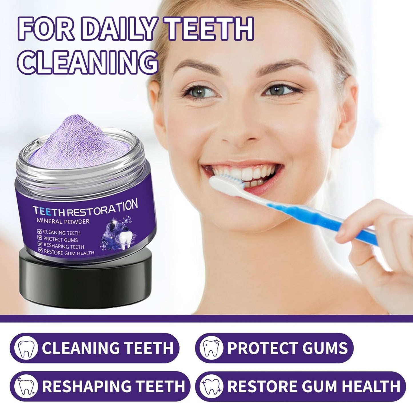 BBOJI Teeth Restoration Mineral Powder, Advanced Tooth Restoration Powder - Effective in Strengthening Teeth and Gums, Protect Gums and Freshen Breath (1 Pack)