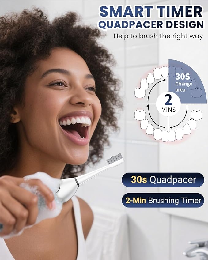 Electric Toothbrush with Water Flosser 3-in-1 Combo, Professional Sonic Toothbrush for Adults, 3 Brush Modes+5 Floss Speeds, Rechargable, 2.0 Flossing Toothbrush for Oral Care, Portable Travel Case