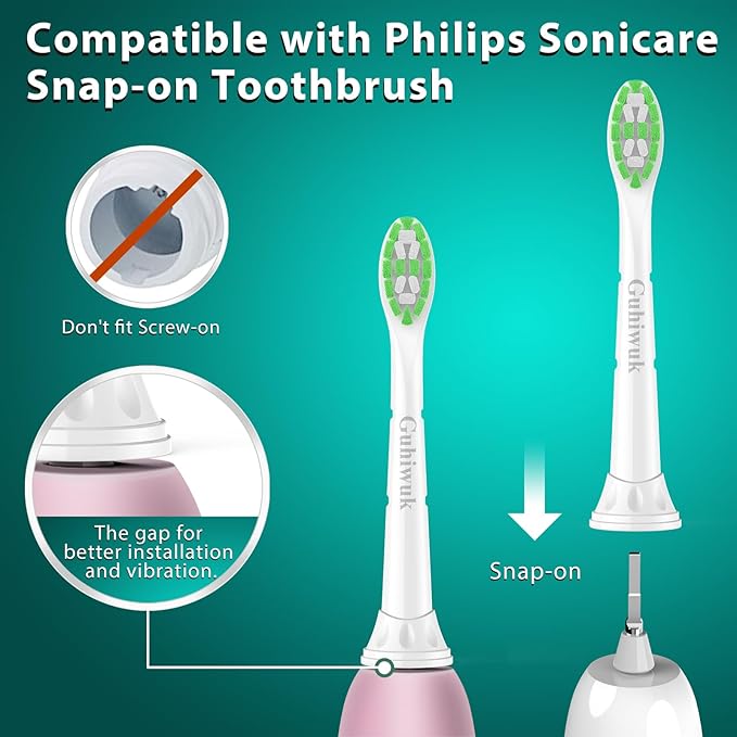 Guhiwuk Designed for Sonicare Replacement Heads, Electric Toothbrush Replacement Brush Heads Compatible with Philips Sonicare, 10 Pack, White