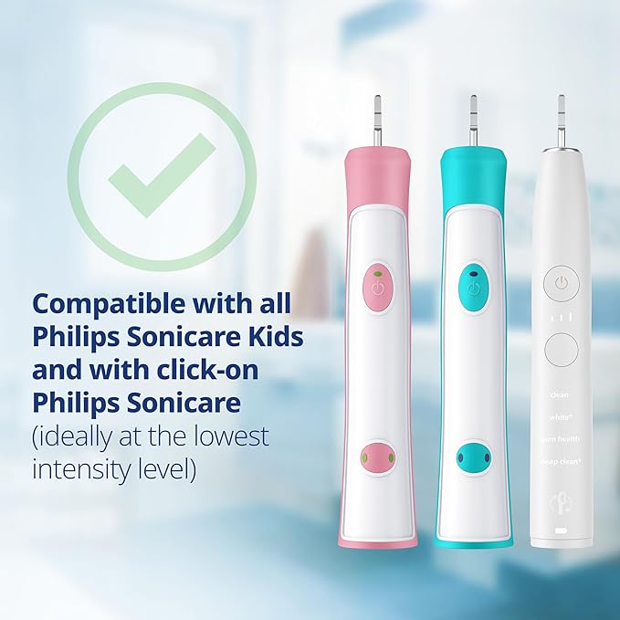 demirdental Kids Mini Toothbrush Heads Compatible with Philips Sonicare Compact Kids Toothbrush Heads - Replacement Heads Sensitive - Brush Heads from Ages 3 to 6 - Dark Blue - Replaces HX6038-8 Pack