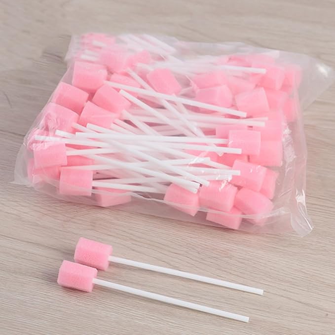 100 Pcs Disposables Orals Care Sponge Swabs Mouth Sponge on Stick Orals Care Sticks Mouth Swabs Tooth Tool