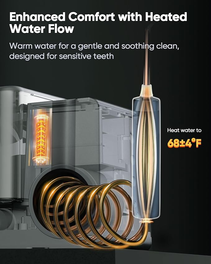 MySmile LP233 Pro UVC Sterilizable Countertop Water flossers for Teeth 800ML Digital Display Electric Oral Irrigator with a Water Filter 3 Modes and 6 Jet Tips (Graphite Grey)