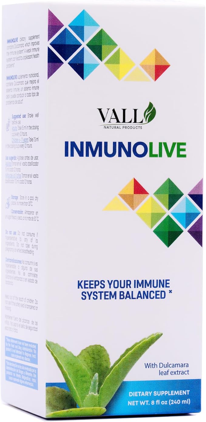 Vall-Inmunolive - Alfalfa and Dulcamara Oral Solution - 8 fl oz (240 ml) Bottle - Natural Dulcamara & Alfalfa Extract antioxidant Support - Measured Liquid dose with 24 Month Shelf Life