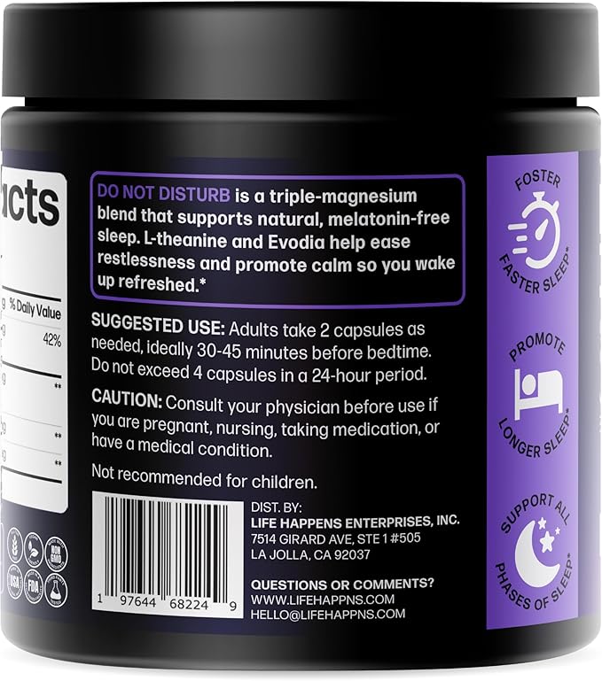 Doctor Formulated Triple Magnesium Sleep Complex with Magnesium Glycinate l Theanine Passionflower & Evodia - Non-Habit Forming - Promotes Relaxation, Calm & Muscle Recovery – Melatonin Free