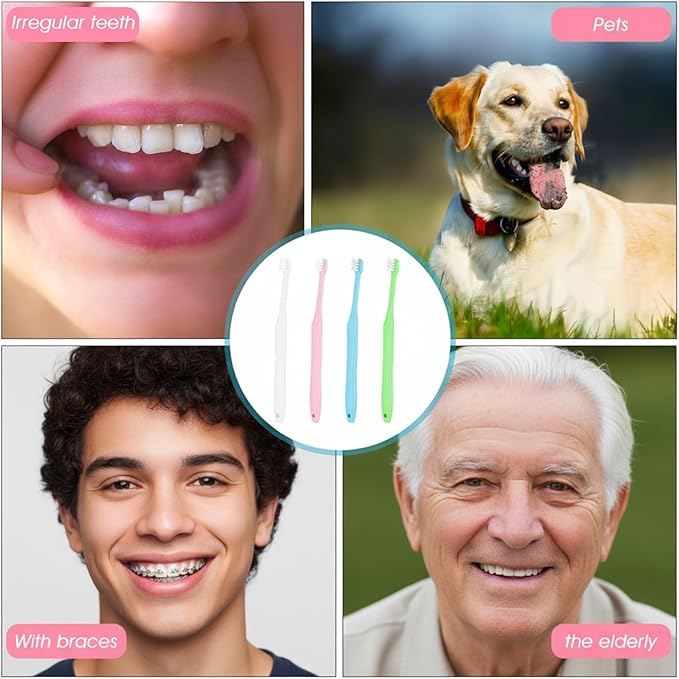 End Tuft Toothbrush, 4PCS Nylon Soft Bristle, Small Tooth Brush for Hard-to-Reach Areas, Dental Detail Cleaning for Adults with Crowns, Bridges, Implants