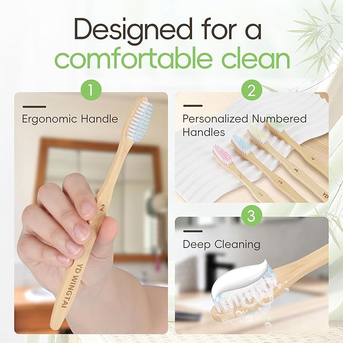 Bamboo Toothbrushes 12pack Colorful Wooden Natural Travel Toothbrush Organic Plastic Free for Adults