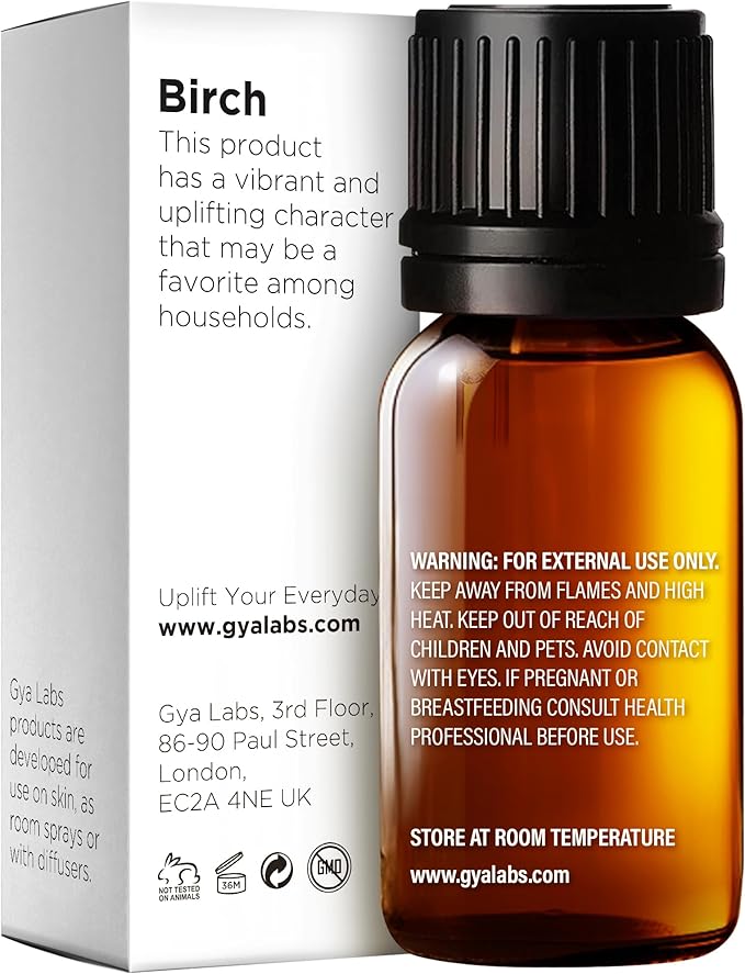 Gya Labs Birch Essential Oil - 0.34 Fl Oz - for Hair, Skin, Diffuser, Aromatherapy & DIY Candle Making Scent