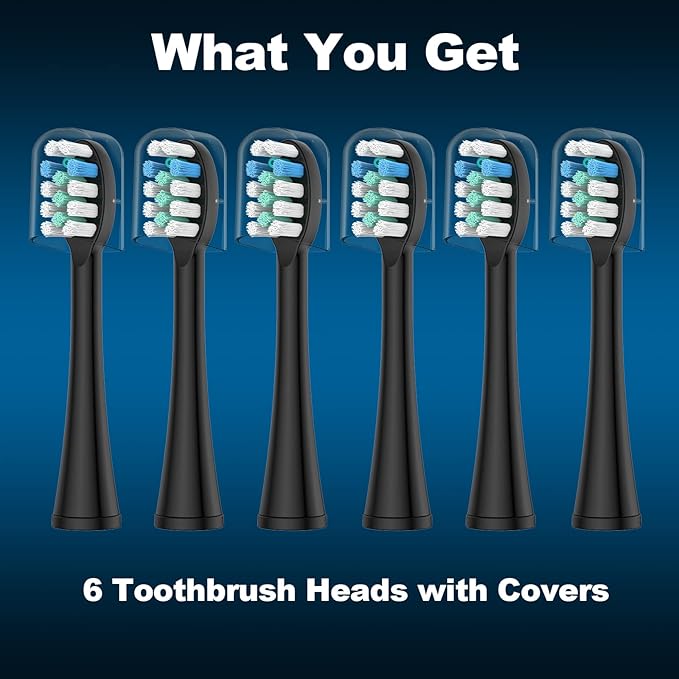 6 Pack Toothbrush Replacement Heads Compatible with WaterPik Sonic Fusion 2.0, FitMount Flossing Brush Head Fit for Water-Pic SF-01 SF-02 and 2.0 SF-03 SF-04