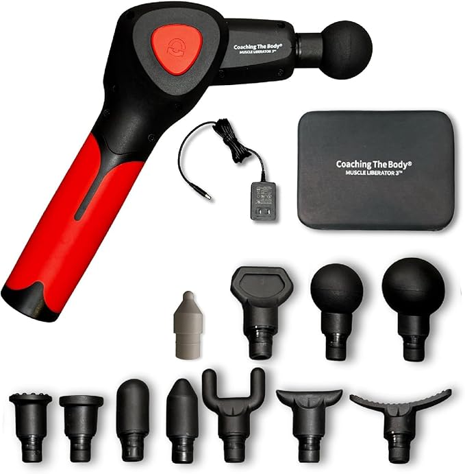 Muscle Liberator 3 Therapeutic Percussion Tool, Massage Gun, Rechargeable, Silicone Heads, 2.5 lbs, 13mm Stroke Depth, 16 Speed Settings, Quiet Operation