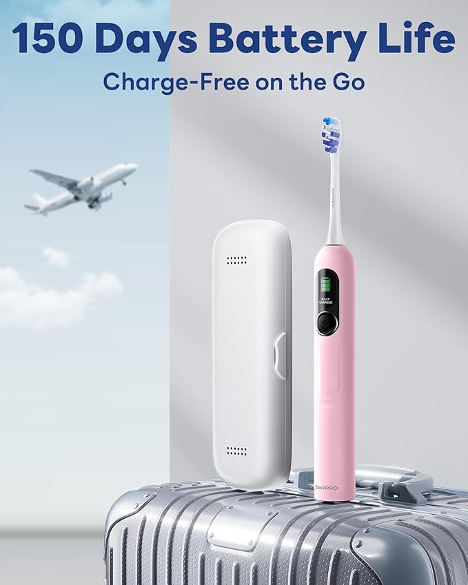 Electric Toothbrush with AI Smart Screen for Adults Kids Teens | 150-Day Battery, Real-Time Brushing Map | Whitening Mode, 3-Min Timer, Travel Case | Family Sonic Toothbrush (G5S Pink)