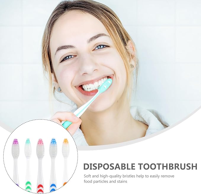 30pcs Disposable Soft Bristle Toothbrushes Bulk Pack for Travel and Home Use Ergonomic Handle Lightweight Portable Oral Care for Hotels and Trips