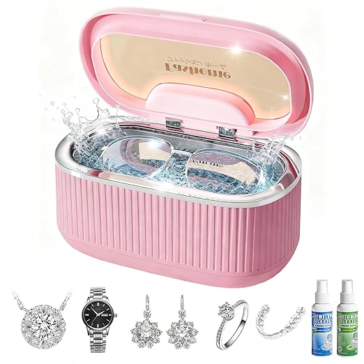550ml Ultrasonic Cleaner | 45kHz Professional Cleaning with 3 Power Modes, LED Display, Degas & 5 Timer Settings | for Jewelry, Eyeglasses, Dentures, Watches | 7oz Ultrasonic Cleaner Solution