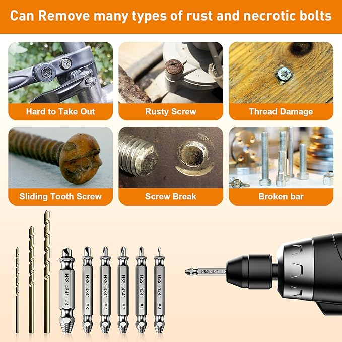 Gifts for Men,9 Pcs Damaged Screw Extractor Set,White Elephant Gifts for Adults Dad,Christmas Stocking Stuffers for Adults Men Him,Cool Stuff Gadgets for Removing Stripped Broken Screws (white)