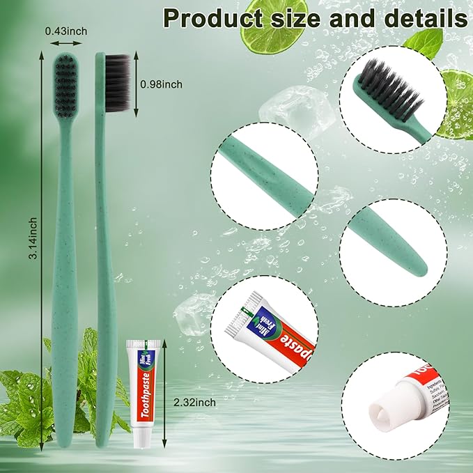 HOFASON Disposable Toothbrushes with Toothpaste 30 Pack, Travel Toothbrush Toothpaste Set Bulk, Individually Wrapped Travel Size Tooth Brush Paste for Homeless, Hangover Kit Guest Bathroom Essentials