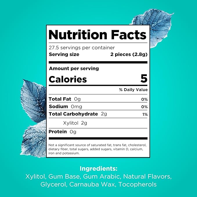 PUR Gum | Aspartame Free Chewing Gum | 100% Xylitol | Natural Wintergreen Flavored Gum, 55 Pieces (Pack of 1)