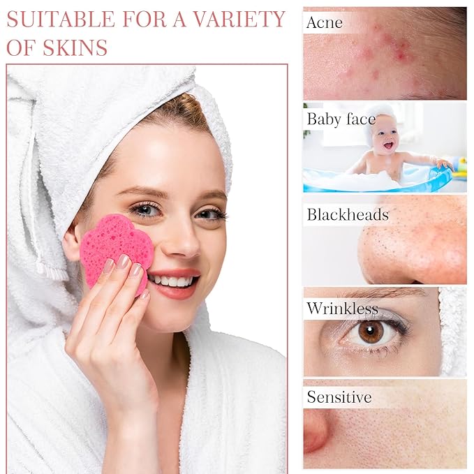 Sieral 120 Pcs Compressed Facial Sponges with Container Disposable Face Sponge Pads for Washing Face Cleansing Exfoliating Esthetician Makeup Removal(Flower,Pink)